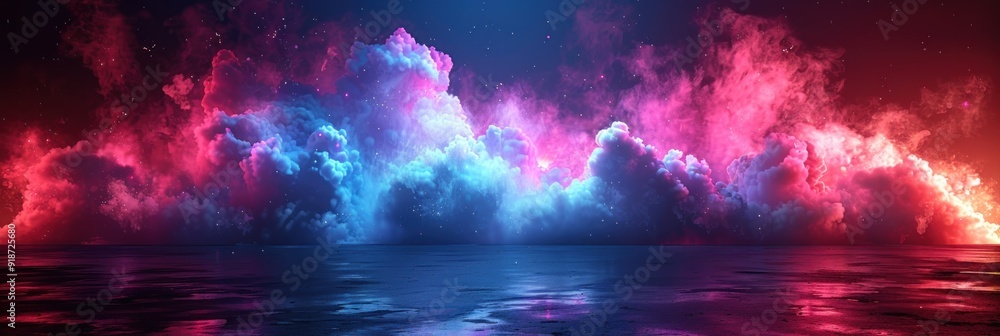 Night Sky with Glowing Pink and Blue Clouds Night Sky with Glowing Pink and Blue Clouds