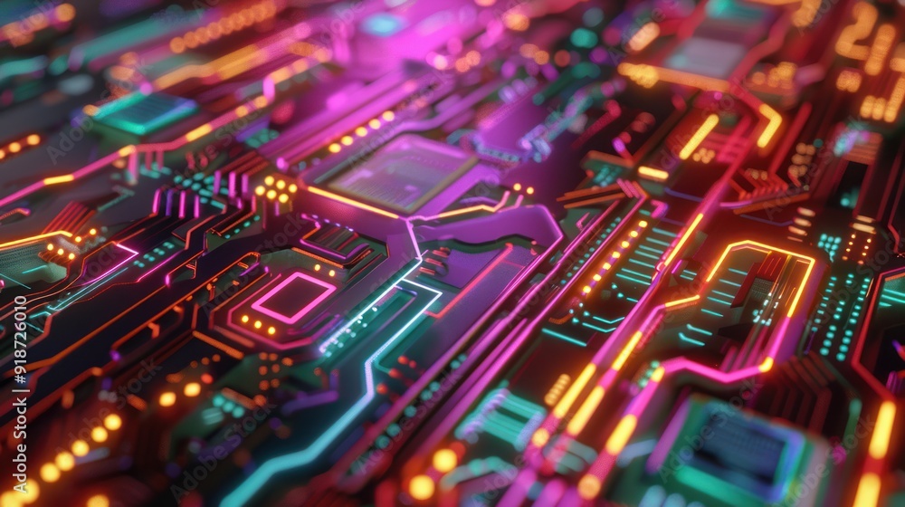 Neon Circuitry Abstract Design Neon Circuitry Abstract Design