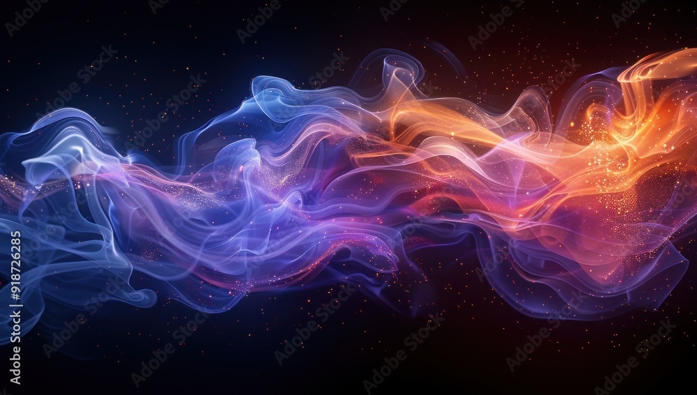 Abstract Blue and Orange Smoke with Sparkles Abstract Blue and Orange Smoke with Sparkles
