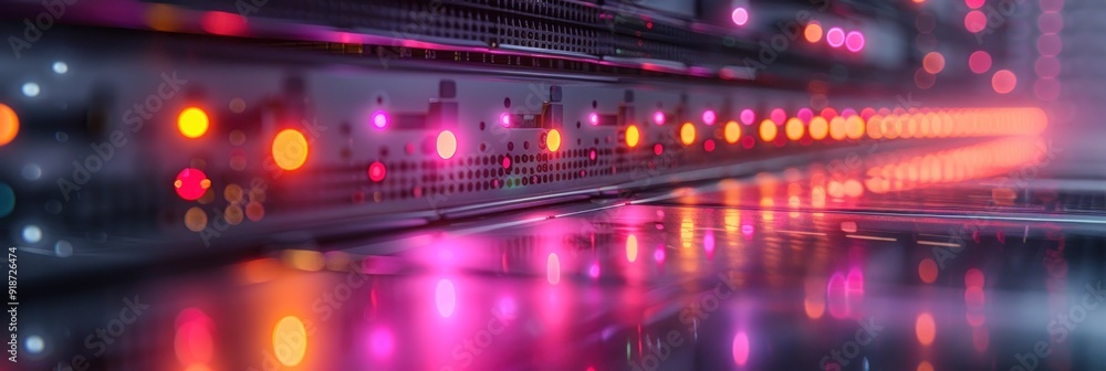 Close Up of a Server Rack with Red and Orange Lights Close Up of a Server Rack with Red and Orange Lights