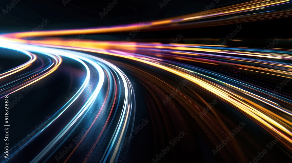 Abstract Light Trails on a Curved Road Abstract Light Trails on a Curved Road