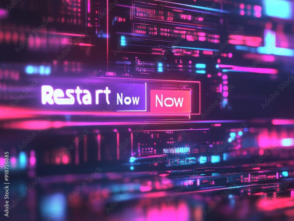 Restart Now Button on a Digital Interface Restart Now Button on a Digital Interface
