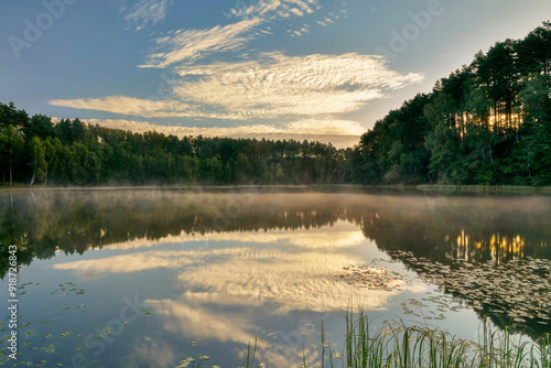 Wallpaper Mural Morning at Lake Radun, surrounded by forests near Wałcz, Poland Torontodigital.ca