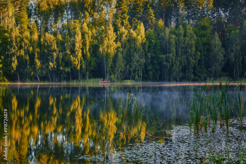 Wallpaper Mural Morning at Lake Radun, surrounded by forests near Wałcz, Poland Torontodigital.ca