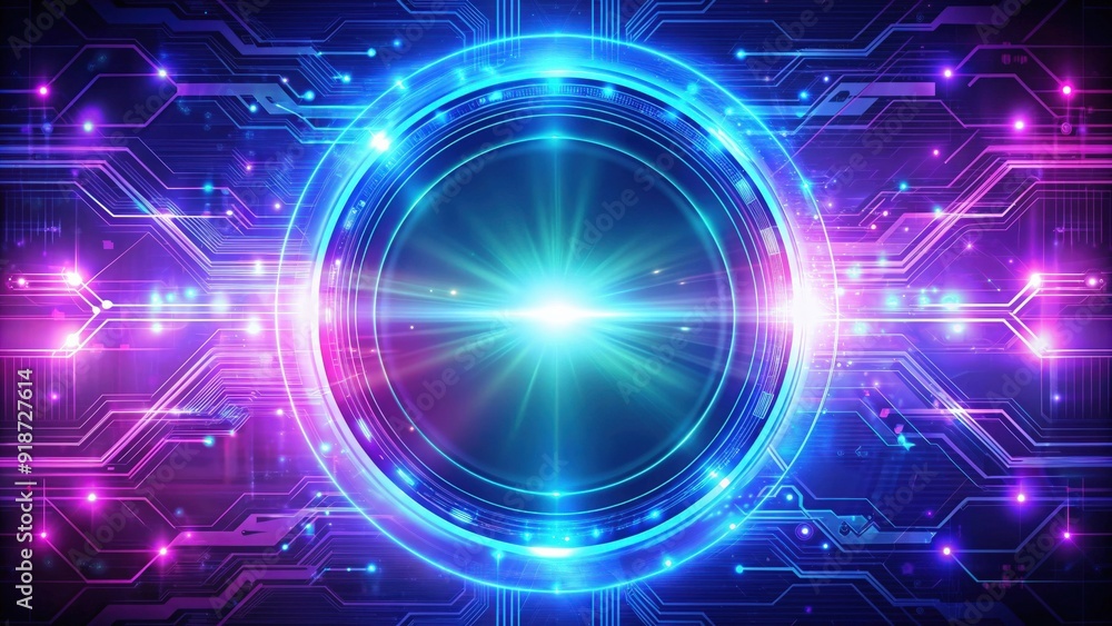 Obraz premium Potenza digitale , 2 Abstract digital power with futuristic technology in a glowing blue and purple palette, future, technology