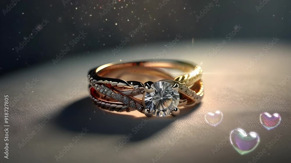 Women's ring made of gold and silver with sparkling diamond decoration. Seamless 4K looping timelapse video animation generated AI Women's ring made of gold and silver with sparkling diamond decoration. Seamless 4K looping timelapse video animation generated AI