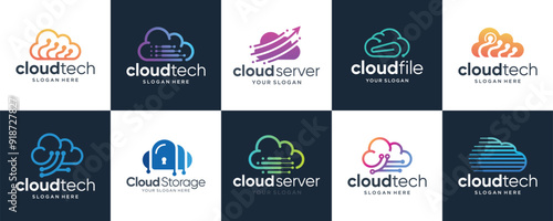 Cloud logo design template, 10 variation cloud logos