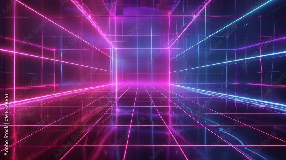 Neon Grid Corridor Neon Grid Corridor