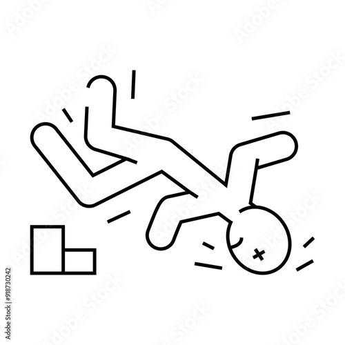 drop head kick accident line icon vector. drop head kick accident sign. isolated contour symbol black illustration