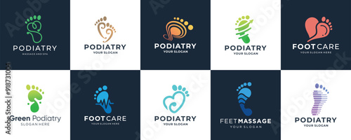 Podiatrist logo set with creative element style
