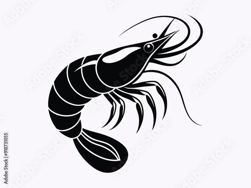 shrimp silhouette vector illustration
