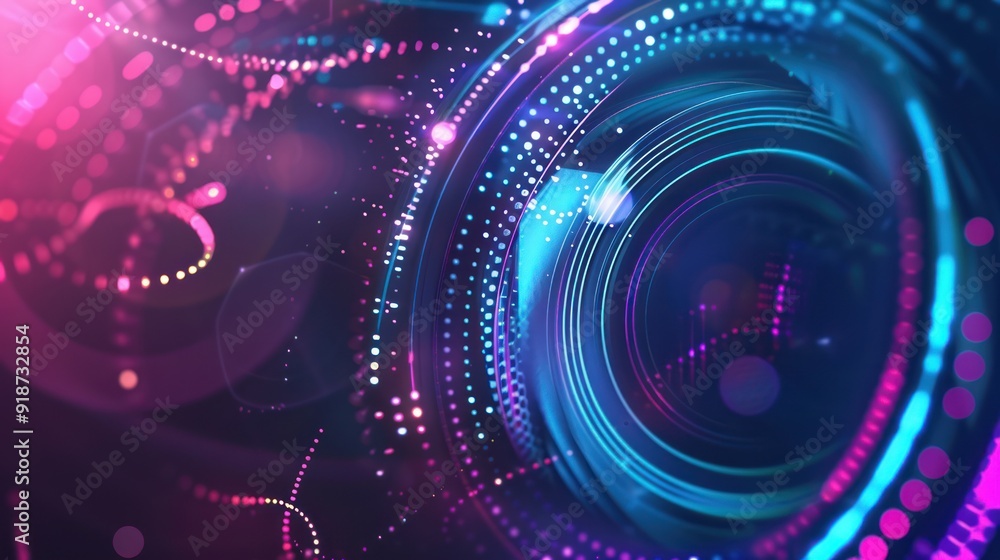 Fototapeta premium Abstract Glowing Circular Design with Dots and Lines
