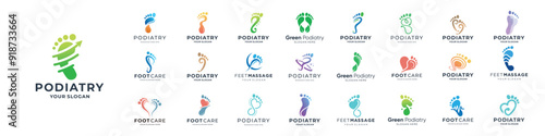 set of podiatry logo vector icon set. mega collection podiatrist foot care inspiration, perfect logos for brand business company.