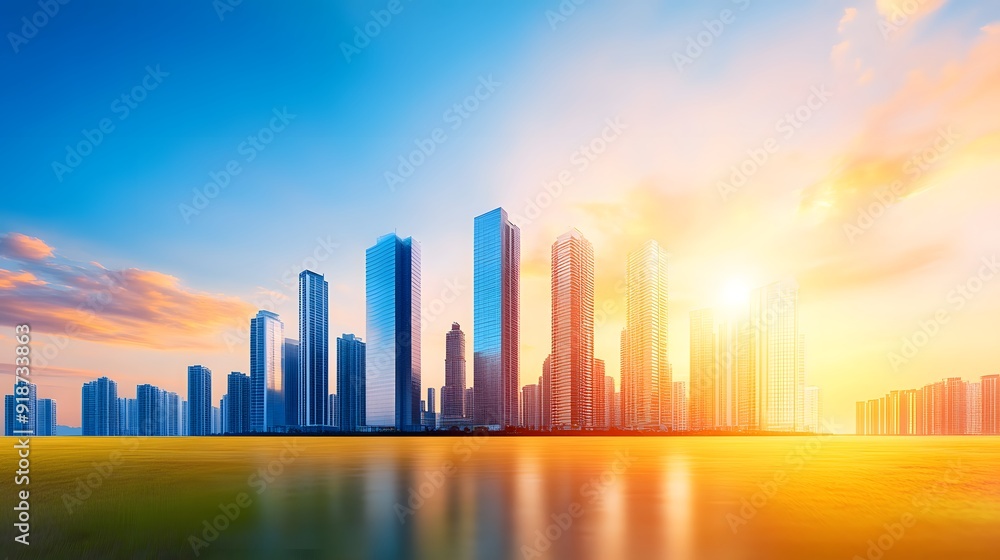 Futuristic High Risers Futuristic High-Rise Buildings in Urban Planning Area with Copy Space ...