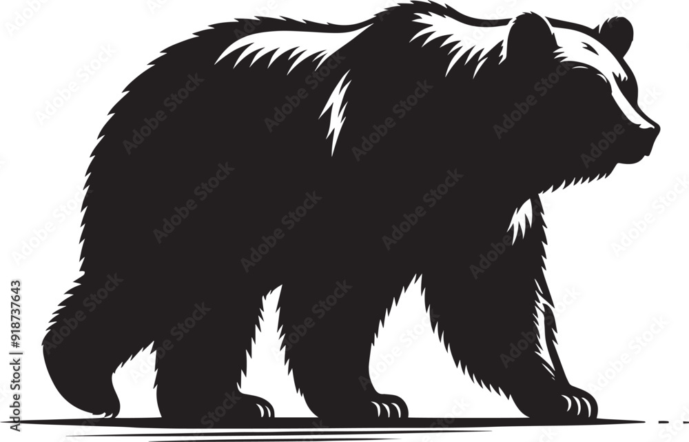 Obraz premium Bear Walking Silhouette vector illustration isolated on white background