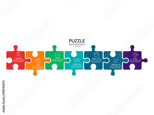Infographic template. Concept 7 steps or options with marketing icons.