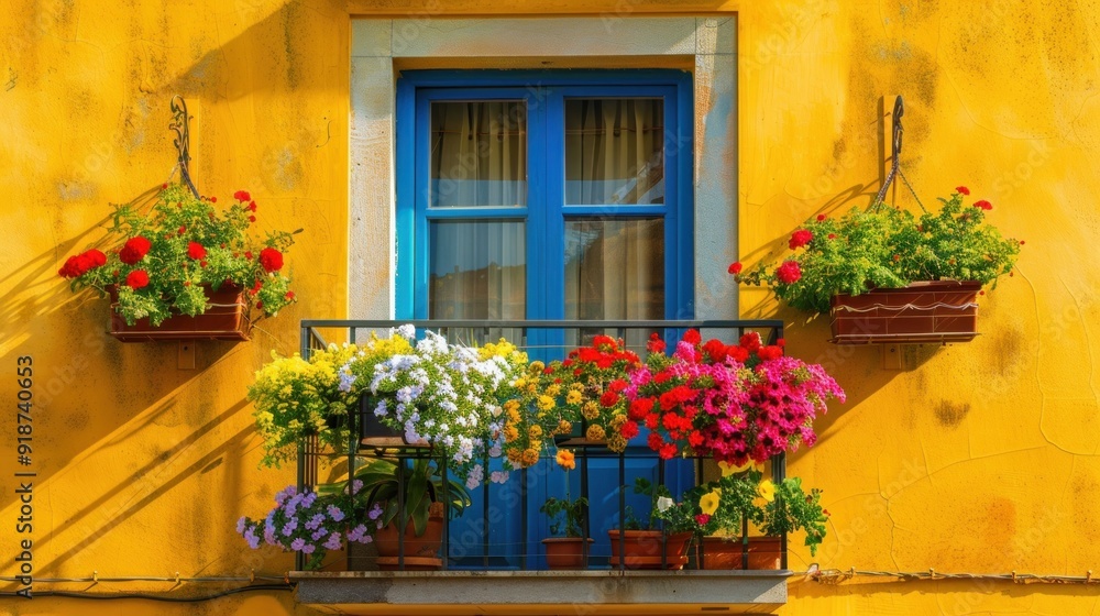 Fototapeta premium Colorful Balcony with Flowers