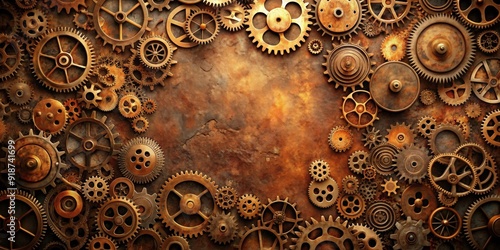 Steampunk background with rusty cogs and gears, perfect for wallpaper design, steampunk, rusty, cogs, gears