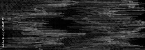 TV static noise texture. Glitch pixel background. Distorted rippled VHS video screen overlay. Grunge fuzzy television interference backdrop. Vector flickering digital video effect