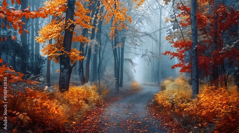 Fototapeta premium Mystical Autumn Forest Path