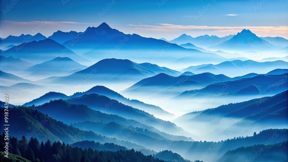 Misty mountain landscape in shades of blue, perfect for a cold and serene wallpaper, Misty, mountain, landscape, blue Misty mountain landscape in shades of blue, perfect for a cold and serene wallpaper, Misty, mountain, landscape, blue
