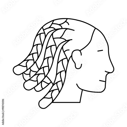 cornrows hairstyle female line icon vector. cornrows hairstyle female sign. isolated contour symbol black illustration