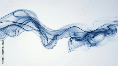 Ethereal blue waves gracefully flow over a soft white background, creating a sense of tranquility and elegance.
