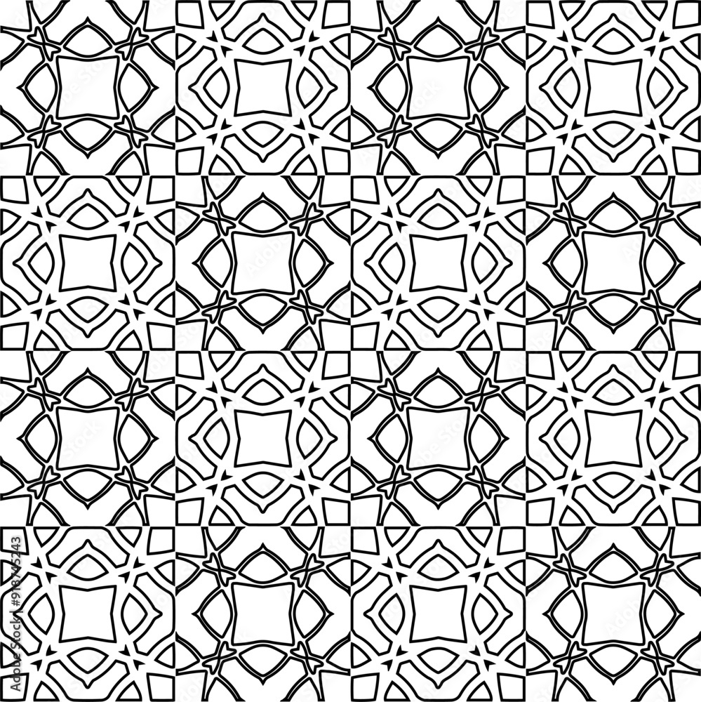 Vector pattern with symmetrical elements . Modern stylish abstract texture. Repeating geometric tiles from striped elements.Black and white pattern. Vector pattern with symmetrical elements . Modern stylish abstract texture. Repeating geometric tiles from striped elements.Black and white pattern.