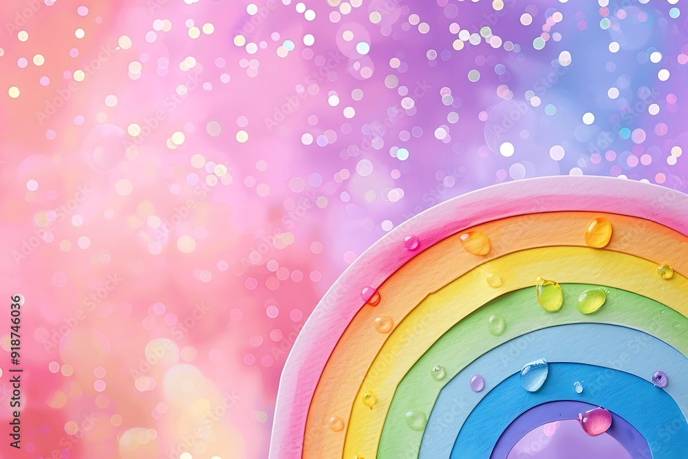 Obraz premium New baby card with a colorful rainbow an open area for text on the left side