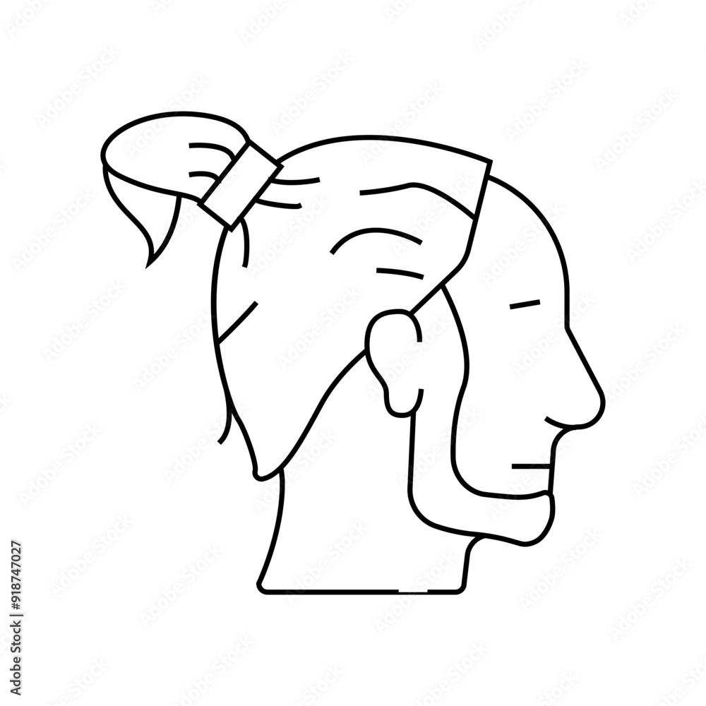 Obraz premium man bun hairstyle male line icon vector. man bun hairstyle male sign. isolated contour symbol black illustration