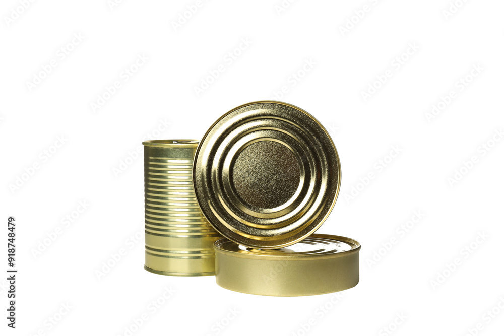 PNG, three cans of gold cans, isolated on white background. PNG, three cans of gold cans, isolated on white background.