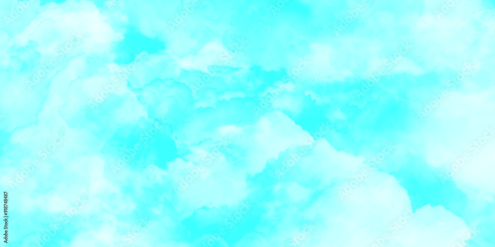 Obraz premium Blue pastel sky with white fluffy cumulus clouds watercolor texture abstract background, abstract cloudy background beautiful natural streaks of sky and light blue and white clouds with texture.