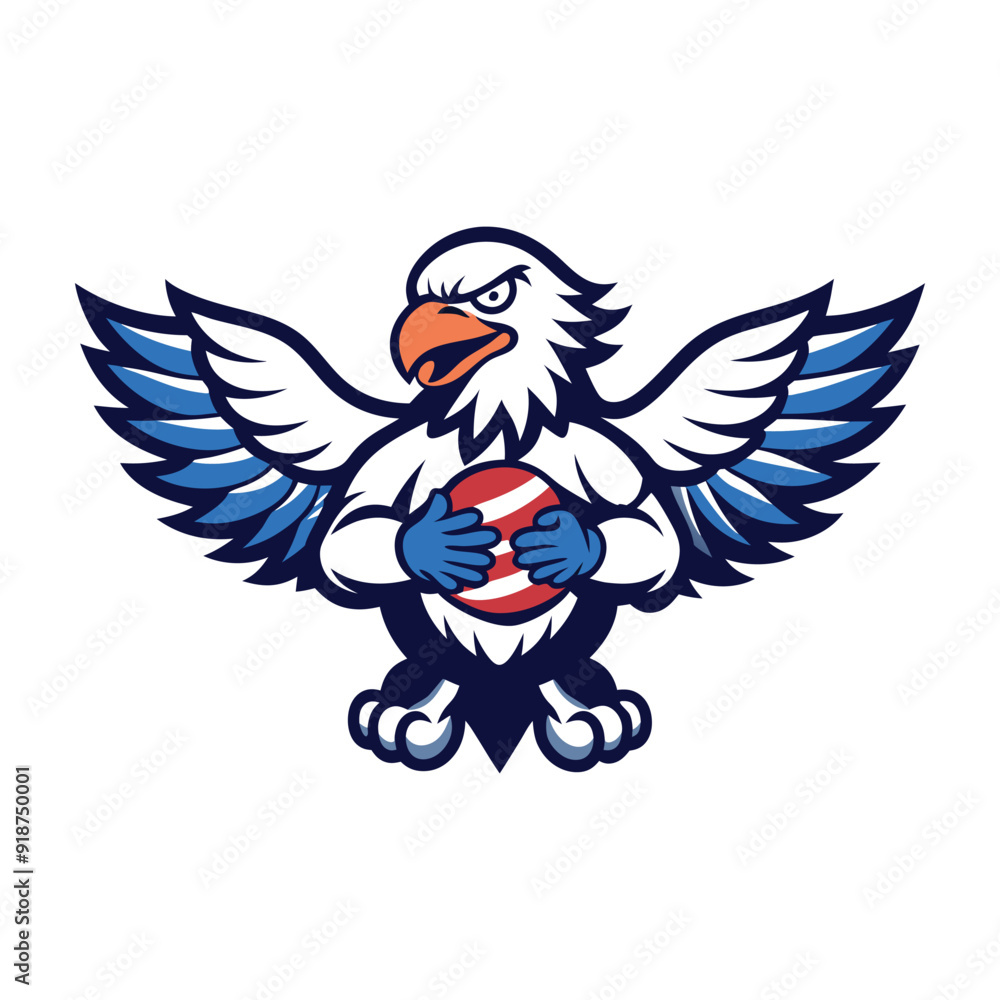 Obraz premium Bald eagle with an american flag vector illustration.