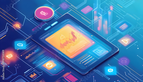 Wallpaper Mural Illustration showcasing modern technology applications in finance management. Torontodigital.ca