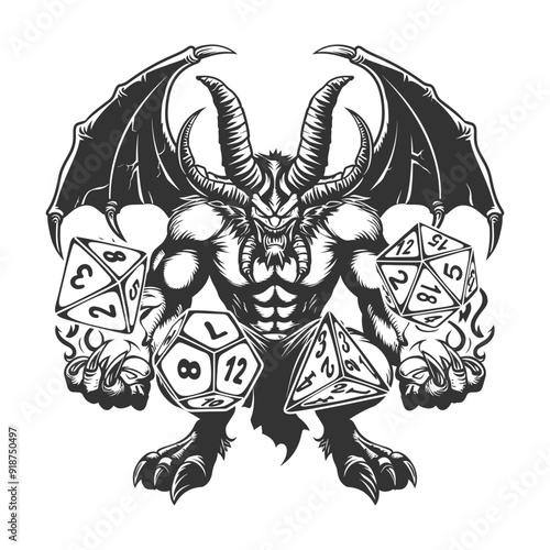 Dungeon Master Illustration Clip Art Design Shape. DM Wizard Silhouette Icon Vector.	
