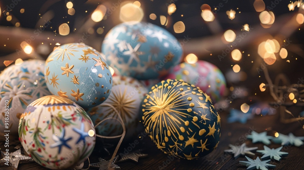 Decorated Easter Eggs with Festive Lights Decorated Easter Eggs with Festive Lights