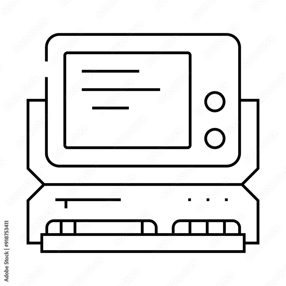 computer pc retro gadget line icon vector. computer pc retro gadget sign. isolated contour symbol black illustration computer pc retro gadget line icon vector. computer pc retro gadget sign. isolated contour symbol black illustration
