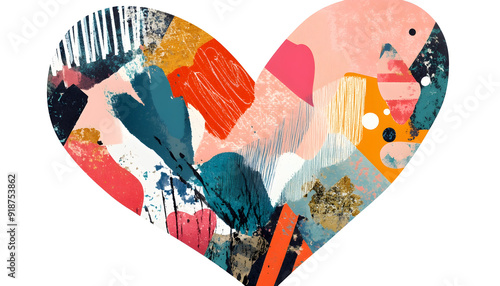 Abstract heart-shaped collage illustration, perfect for Valentinea??s Day or wedding concepts photo