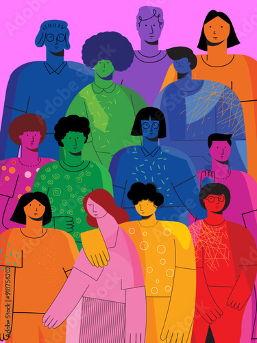 An illustration of diversity people concept of racial equality and anti racism vector design.Multicultural and multiracial society.