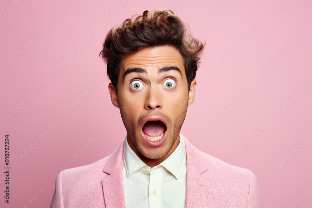 Shocked man in a suit expressing extreme surprise Shocked man in a suit expressing extreme surprise
