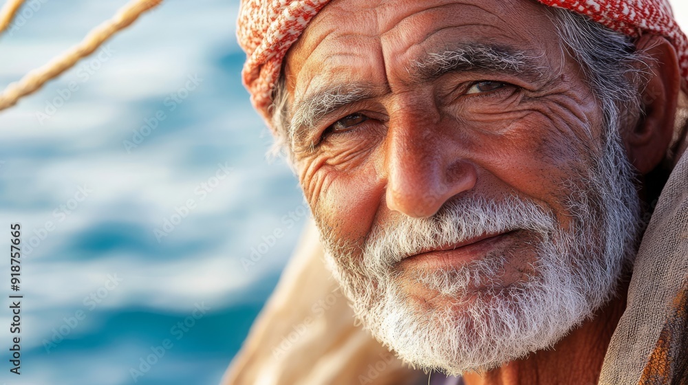 a closeup portrait of an elderly fisherman with weathered skin and a gentle smile symbolizing resilience and trust perfect for campaigns focusing on heritage and sustainability a closeup portrait of an elderly fisherman with weathered skin and a gentle smile symbolizing resilience and trust perfect for campaigns focusing on heritage and sustainability