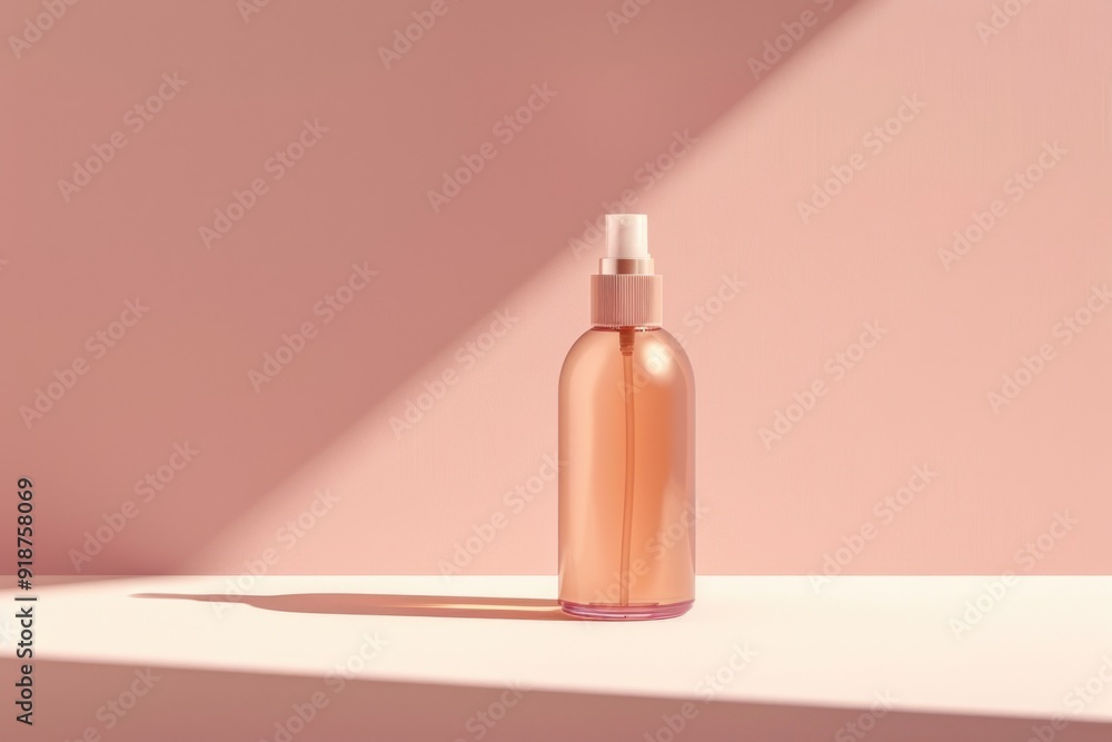 A bottle of liquid sits on a table, possibly waiting to be used A bottle of liquid sits on a table, possibly waiting to be used