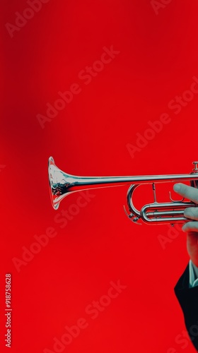 a medium shot portrait of a jazz musician playing a trumpet in a dimly lit club symbolizing passion and creativity perfect for brands associated with music artistry or products that inspire creativity