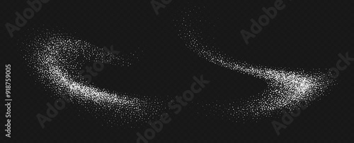 Falling sugar powder, flying salt. White crystals isolated on a transparent background. Vector illustration.