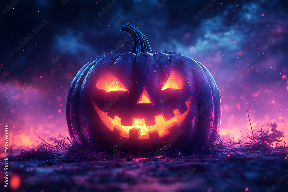 Naklejka premium bright and colorful Halloween pumpkin and Trick or treat illustration, wallpaper or poster