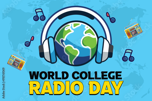 World College Radio Day Background Vector  Creative Music and Broadcast Design