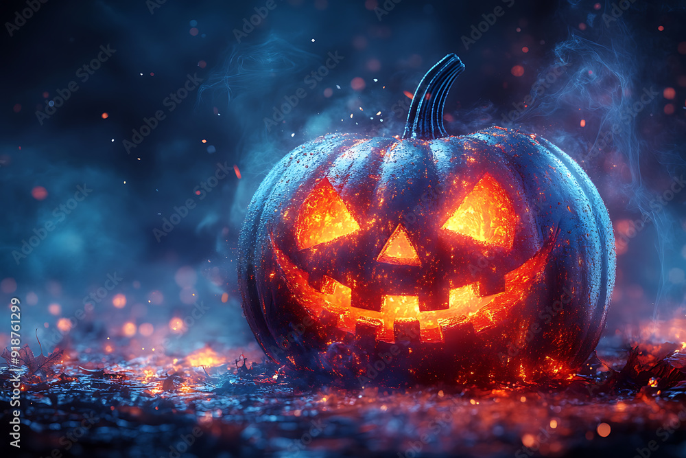 Fototapeta premium bright and colorful Halloween pumpkin and Trick or treat illustration, wallpaper or poster