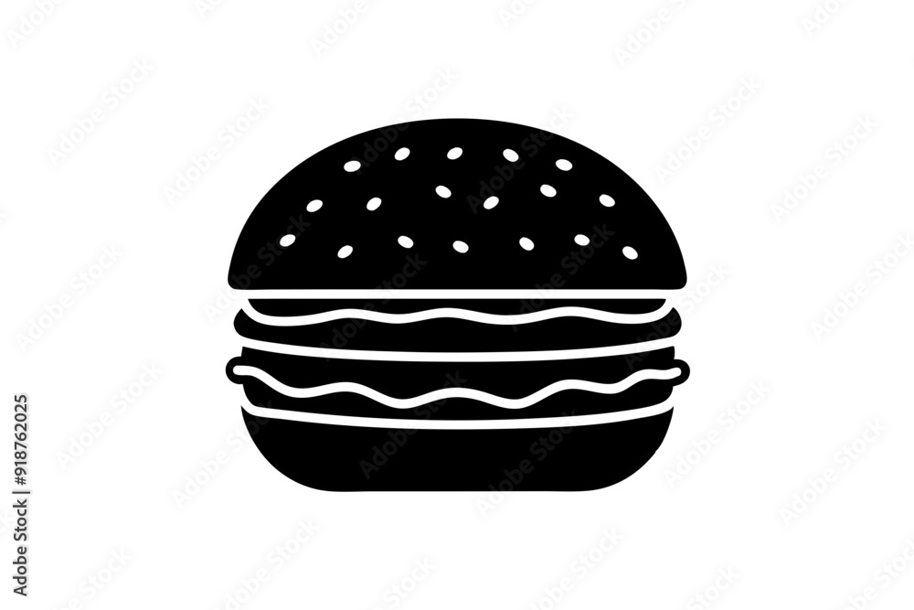 Fototapeta premium Burger silhouette vector, Hamburger icon