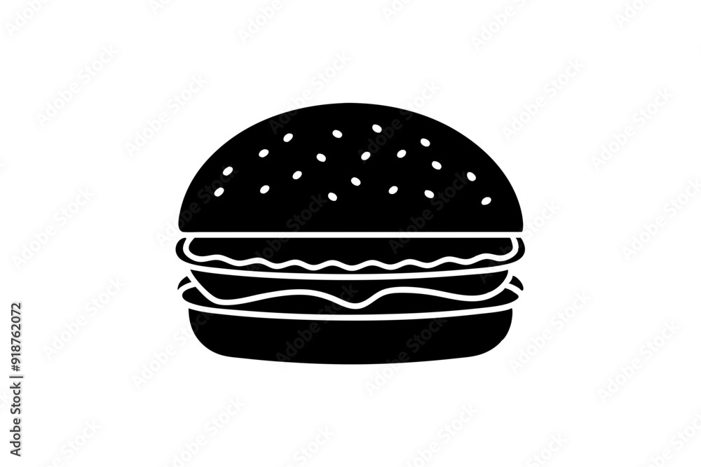 Burger silhouette vector, Hamburger icon
Burger silhouette vector, Hamburger icon