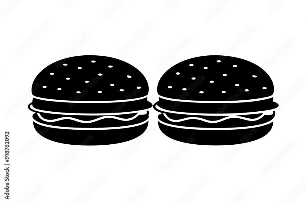 Hamburger vector silhouette, burger icon vector, Fast food silhouette vector illustration
Hamburger vector silhouette, burger icon vector, Fast food silhouette vector illustration